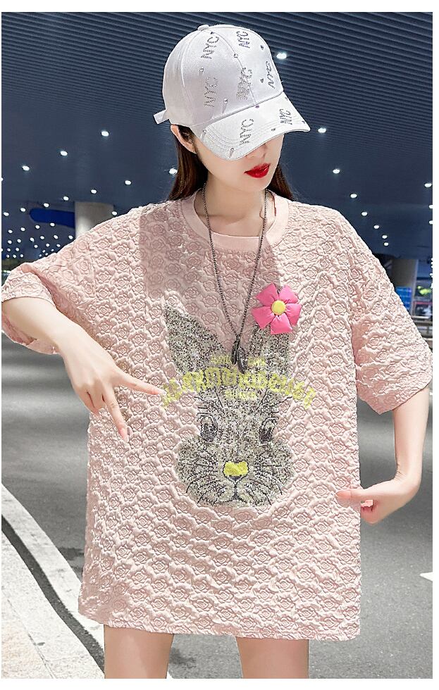 話題沸騰中 キュート カジュアル ホットダイヤモンド 半袖Tシャツ＜S-8626＞