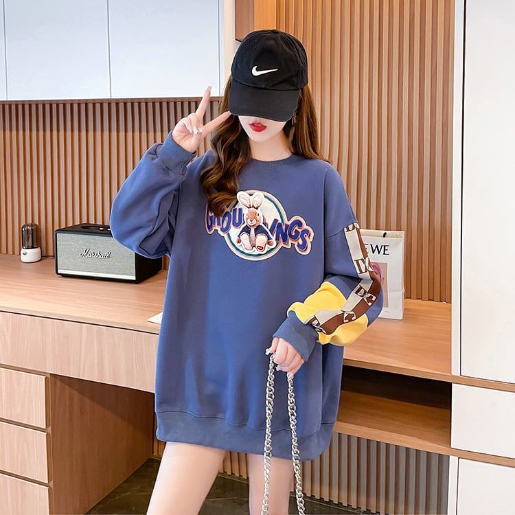 大人可愛いウサギちゃん切り替えプリントゆったりスウェット全3色<S-4720>