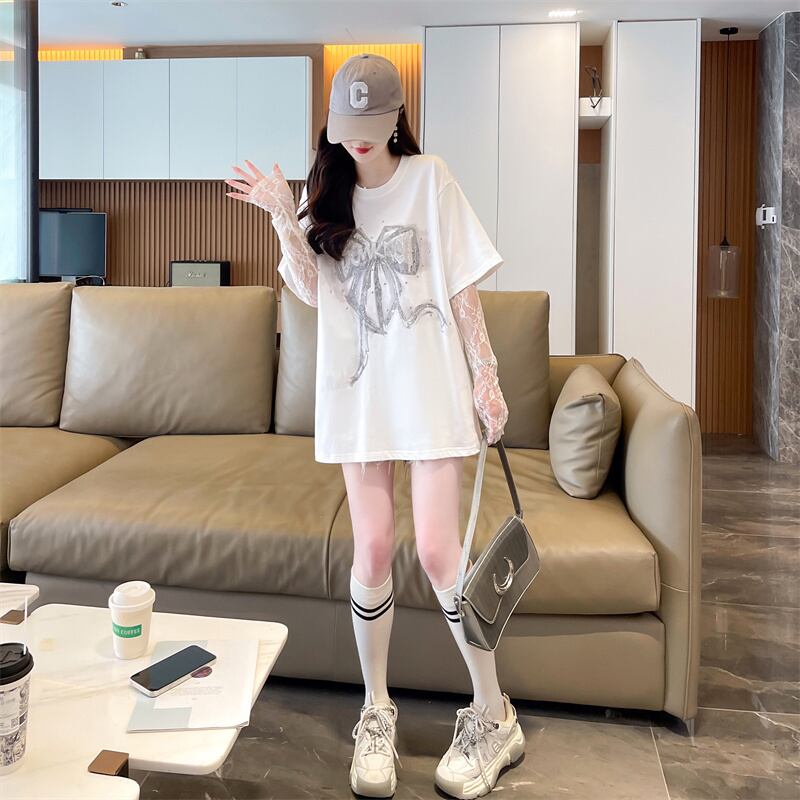 話題沸騰中 レイヤード風 美人度アップ ルーズ Tシャツ ＜S-8707＞