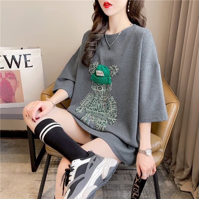 好感度満載 ラウンドネック スタイリッシュ プリント Tシャツ カットソー＜S-2795＞