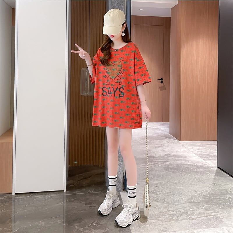 カジュアル 切り替え オシャレ度満点 プリント Tシャツ カットソー＜S-3411＞