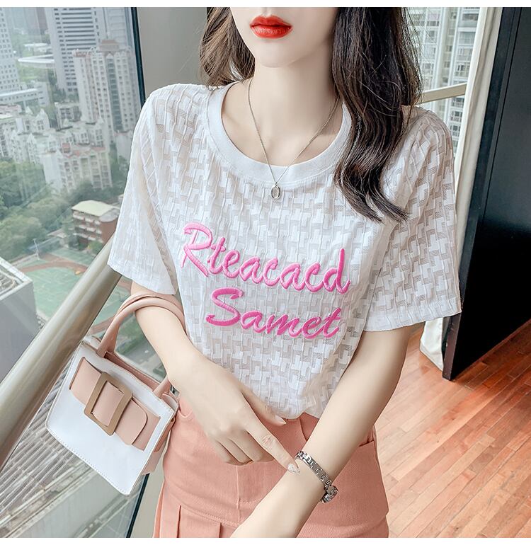 【半額！期間限定！！】大活躍 シフォン 定番シンプル 刺繍 全3色 Tシャツ カットソー ＜S-8601＞