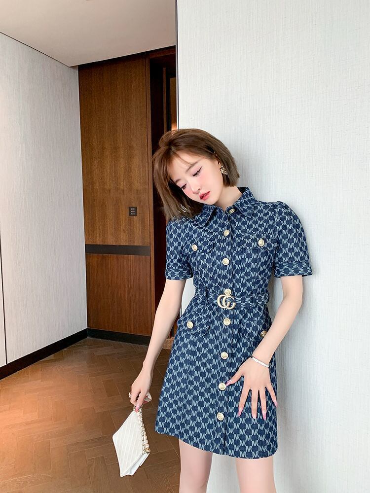 超人気 好感度UP 美人度アップ 上質 ファッション デニム ワンピース<S-8960>