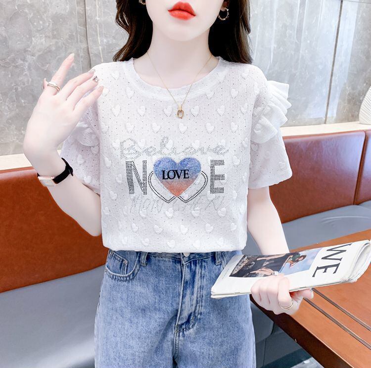 新商品 大人可愛い 話題沸騰中 ホットダイヤモンド 全3色 半袖Tシャツ<S-8868>