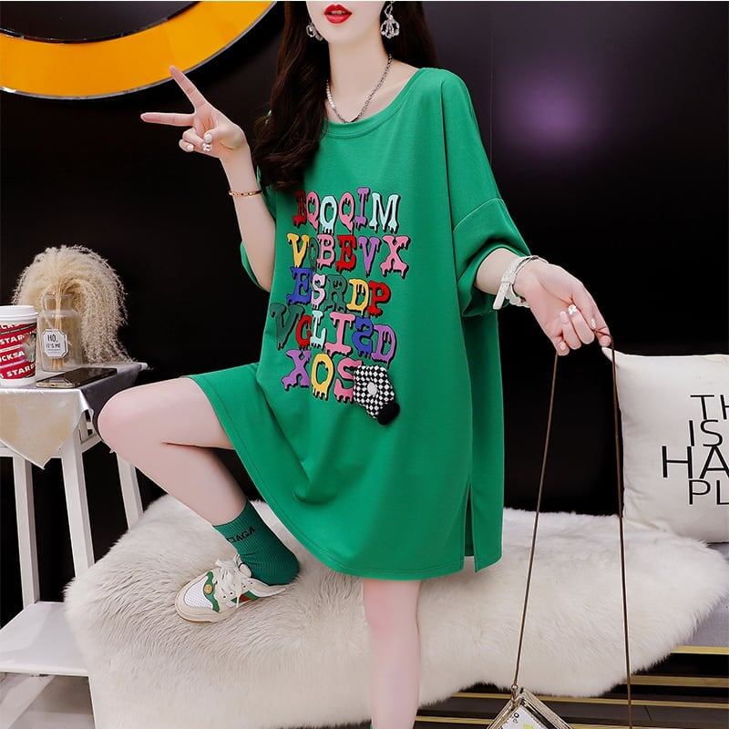 カジュアル 切り替え オシャレ度満点 プリント Tシャツ カットソー＜S-3515＞