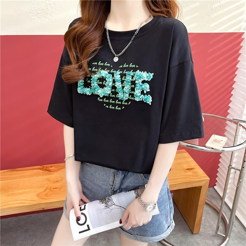 デザイン感 プリント チャーミング Tシャツ カットソートップス＜S-3151＞