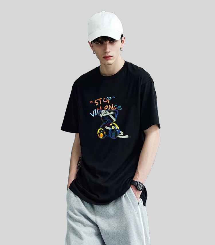 スタイルアップ カジュアル おしゃれ度高め プリント全5色 半袖Tシャツ<S-9437>