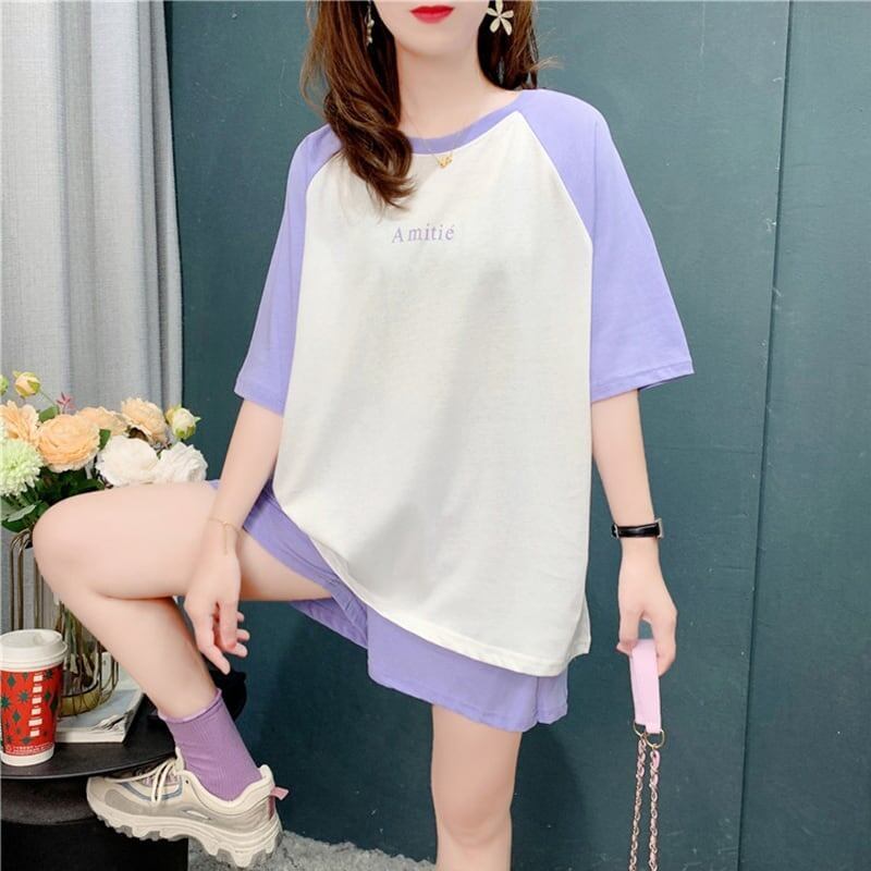 好感度満載 Tシャツ＋ショートパンツ 美感いっぱい セットアップ＜S-3537＞