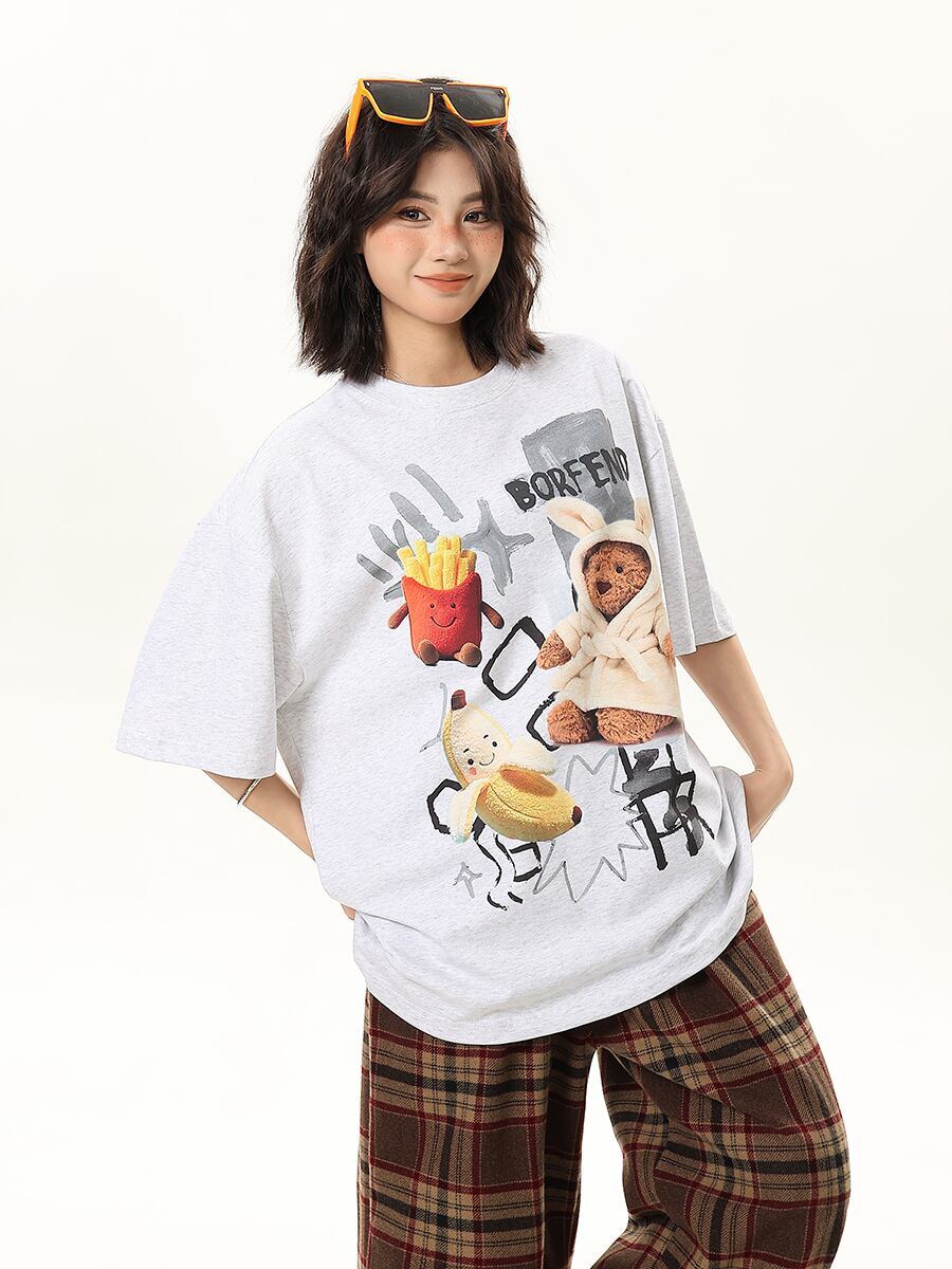 売れ筋 早い者勝ち 絶対流行 カジュアル 2色選択 Tシャツ<S-11178>