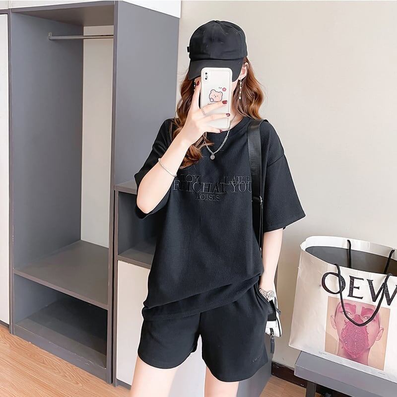 着心地抜群 切り替え 女性力を高める Tシャツ＋ショートパンツ セットアップ＜S-3553＞