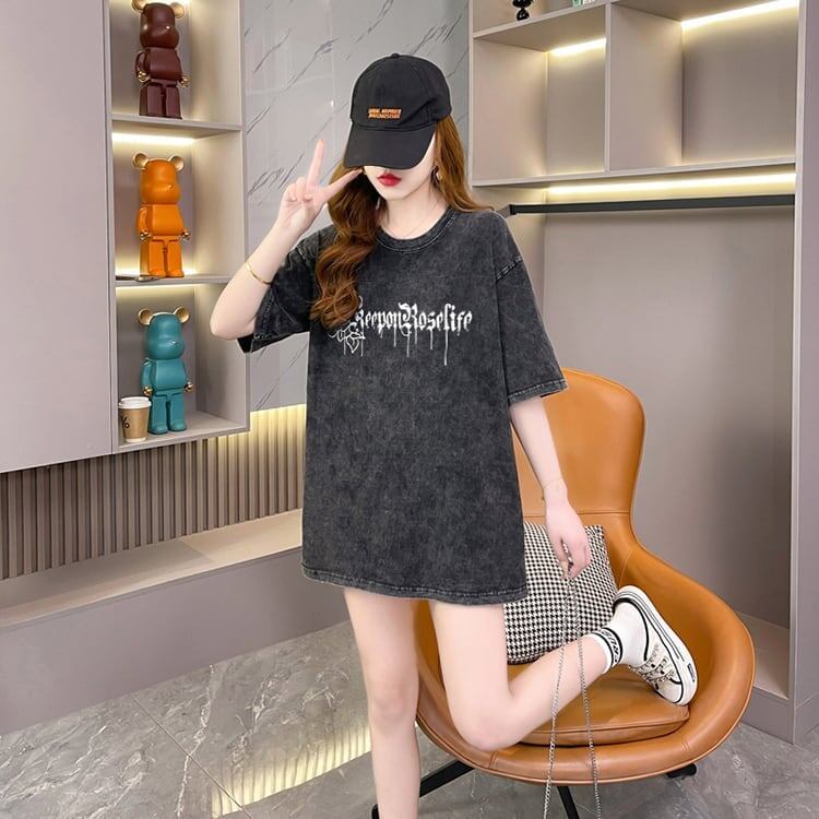 大注目 プリントTシャツ ヴィンテージ加工 ゆったり半袖＜S-3021＞