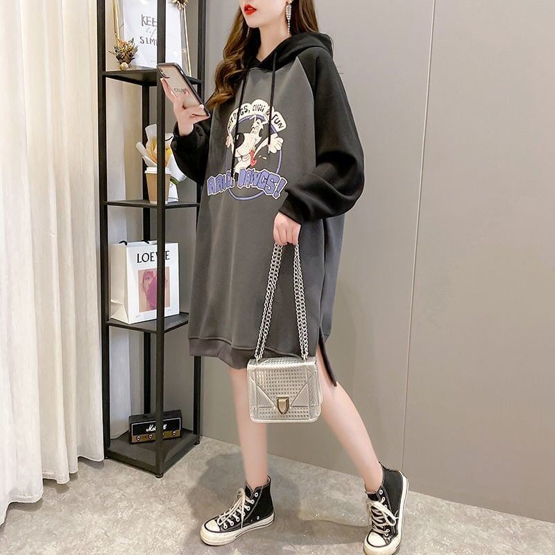 大人気厚手フード付きロングパーカー全3色＜S-4474＞