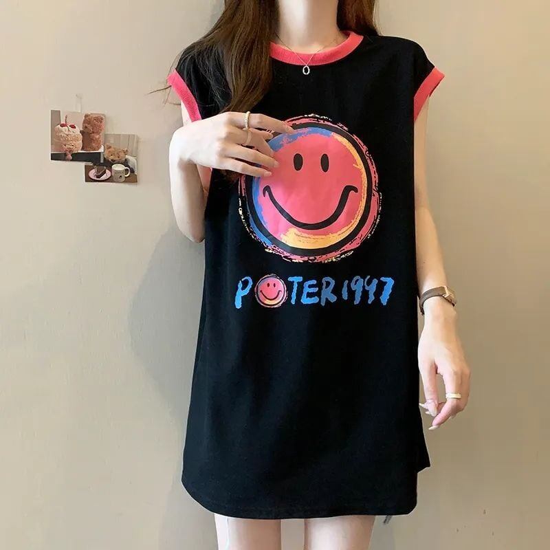 【半額！期間限定！！】超人気 ファッション カジュアル プリント ノースリーブ Tシャツ<S-8487>