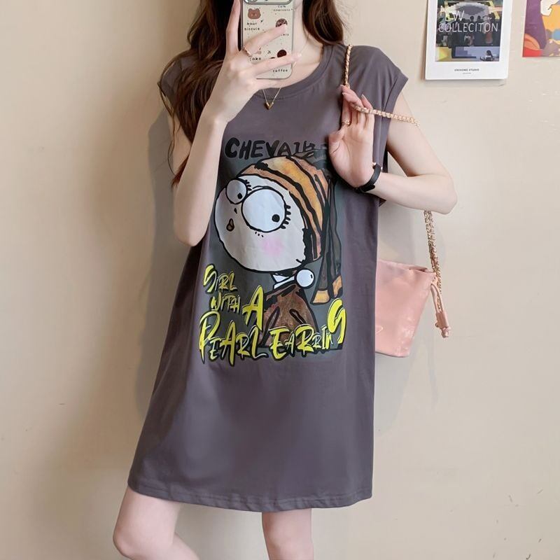 真夏も快適 着心地良い ファッション感満々 プリント全4色 ノースリーブ Tシャツ カットソー＜S-9161＞
