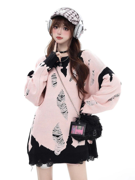 超人気 ゆったりニットセーター 魅力的 <S-6054>
