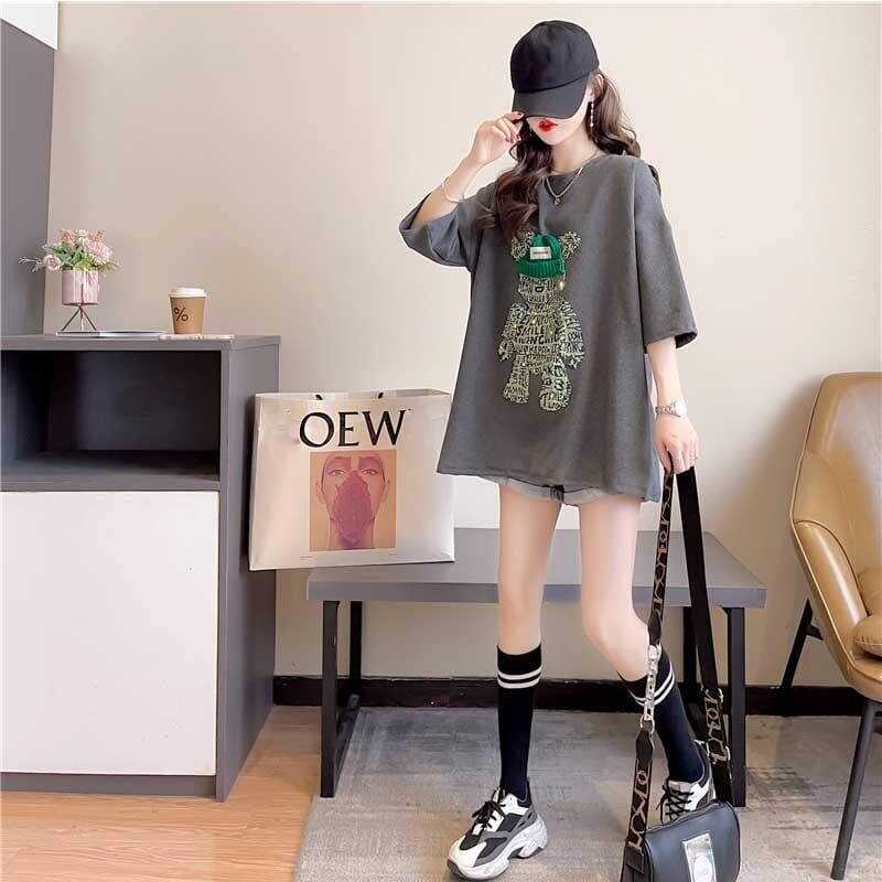 好感度満載 ラウンドネック スタイリッシュ プリント Tシャツ カットソー＜S-2795＞