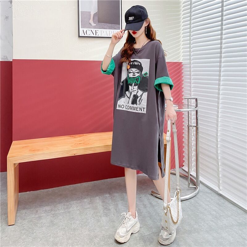 【半額！期間限定！！】今季マストバイ プリント カジュアル Tシャツ カットソー ワンピース＜S-8533＞