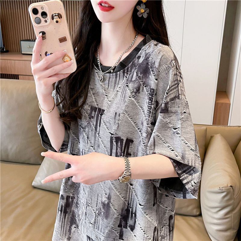 話題沸騰中 カジュアル 個性派 プリント ゆったり 半袖Tシャツ＜S-8572＞