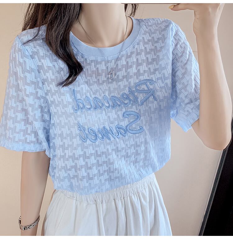 【半額！期間限定！！】大活躍 シフォン 定番シンプル 刺繍 全3色 Tシャツ カットソー ＜S-8601＞