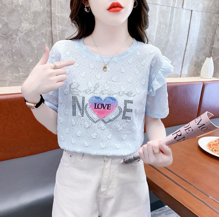 新商品 大人可愛い 話題沸騰中 ホットダイヤモンド 全3色 半袖Tシャツ<S-8868>