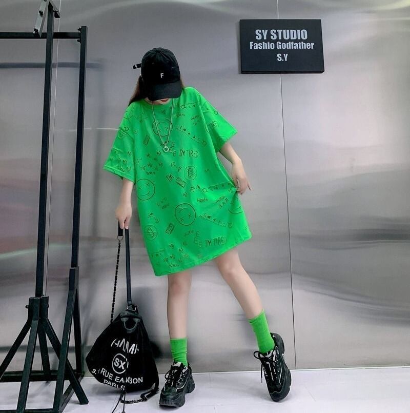 売り切れ必至 ゆったり ファッション感満々 ロング丈 3色半袖Tシャツ＜S-9086＞