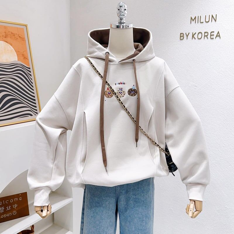 定番シンプルゆったりフード付きパーカ全3色トップス<S-4742>