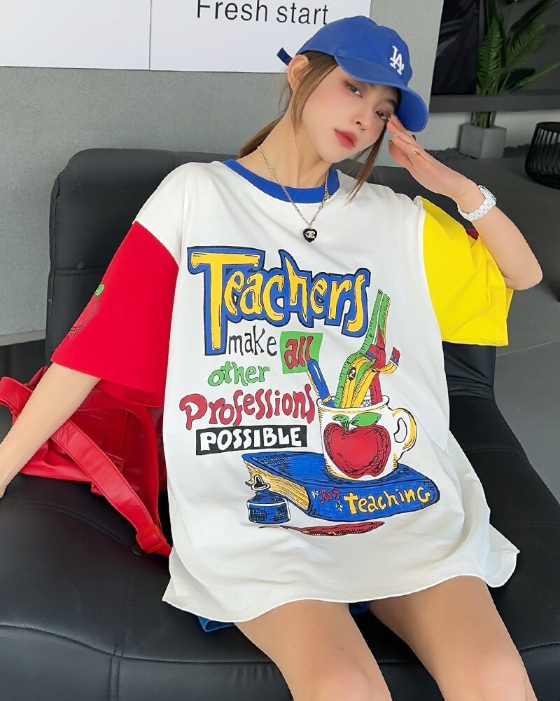 【半額！期間限定！！】カジュアル ルーズ キュート Tシャツ<S-6611>