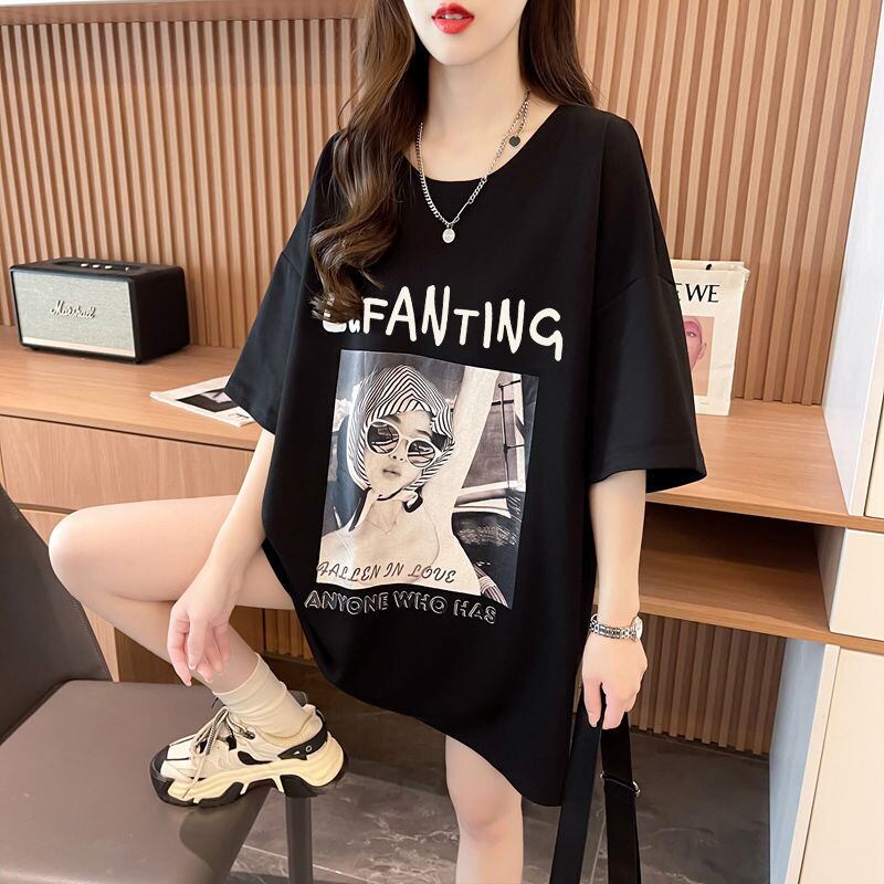 質感のいい 半袖 ラウンドネック Tシャツ ワンピース ＜S-8638＞