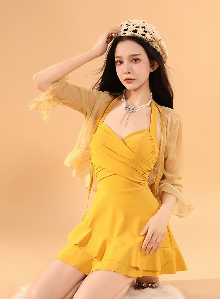 好感度UP 全4色 カジュアル 半袖 Tシャツ 水着 ワンピース ＜S-11816＞