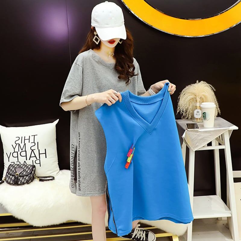 特別デザイン トップス おしゃれ Tシャツ+ベスト 二点セット＜S-2966＞