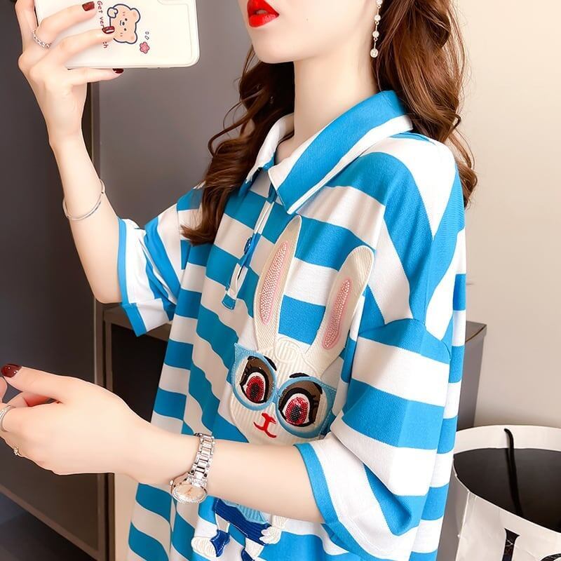 デザイン感 プリント チャーミング Tシャツ カットソー＜S-3356＞