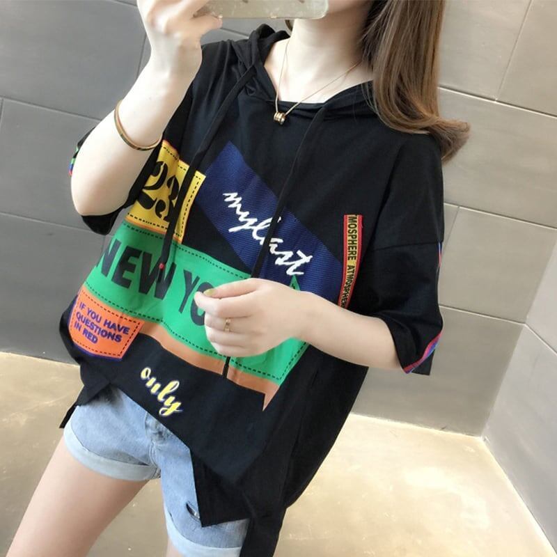 オシャレ度満点 切り替え カジュアル プリント Tシャツ カットソー＜S-3491＞