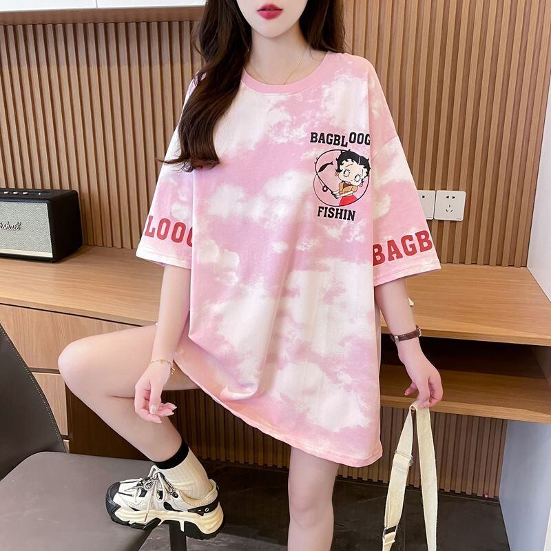 超人気 プリント ロゴ ゆったり 3色 半袖Tシャツ＜S-8348＞