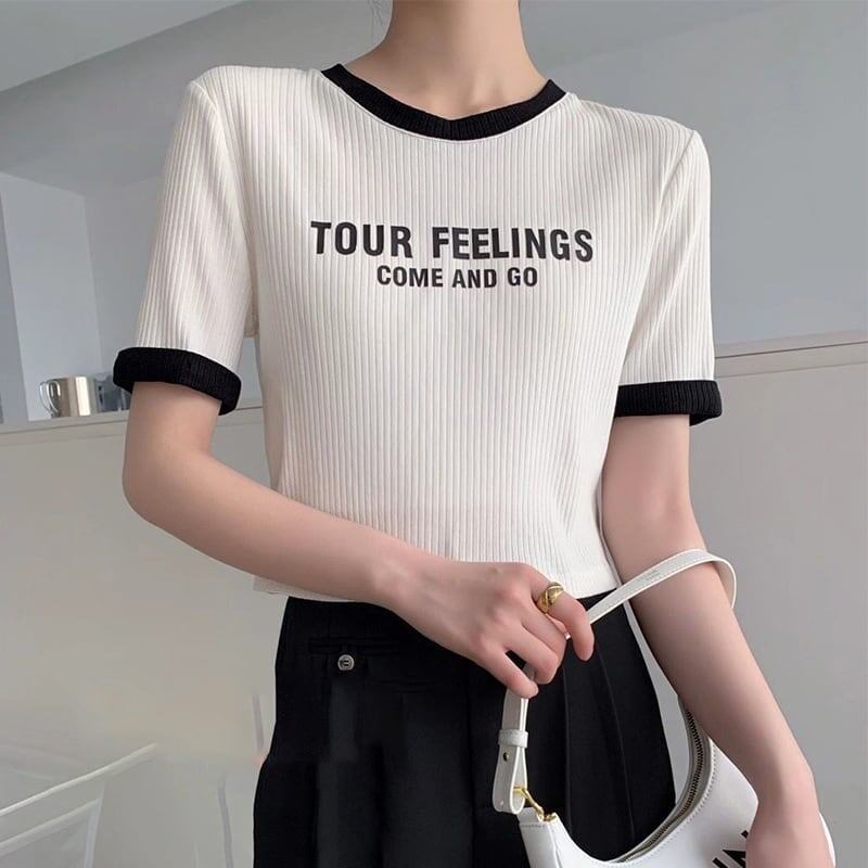 ゆったり感アップ アルファベット ファッション Tシャツ カットソー＜S-3077＞