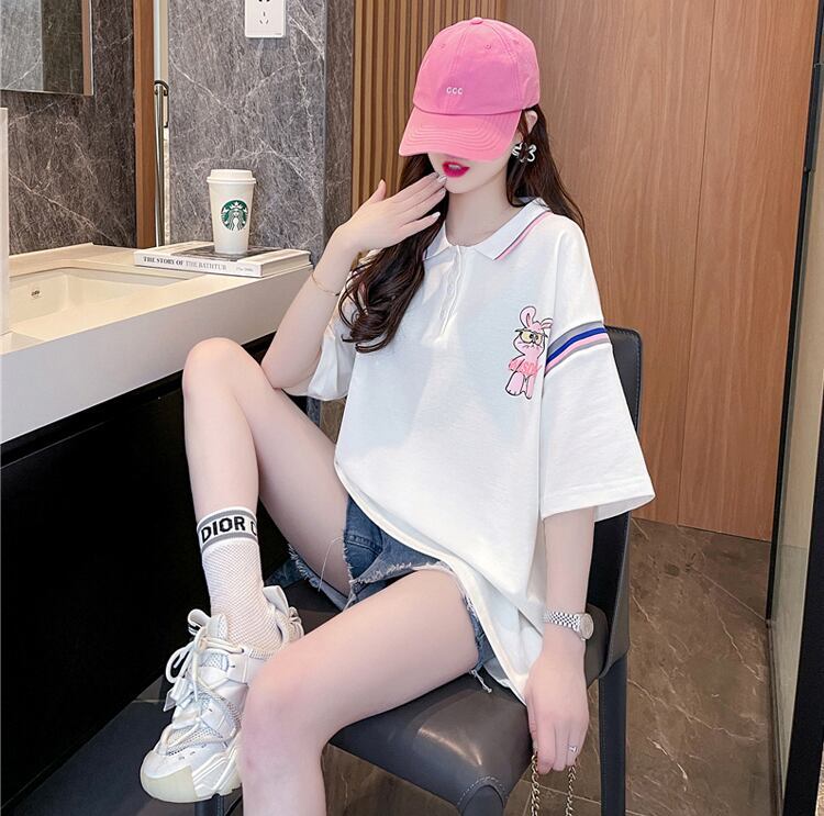 超人気 カジュアル 着回し力抜群 切り替え レース プリント全2色 半袖Tシャツ<S-9039>