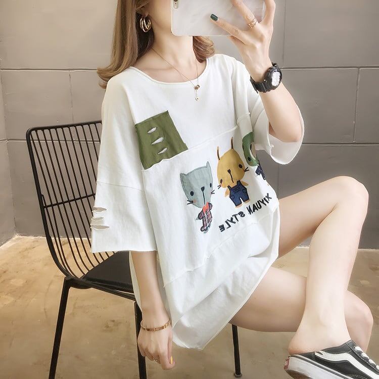 絶対欲しい ダメージ加工 個性派 ゆったり 半袖Tシャツ 全3色 ＜S-4949＞