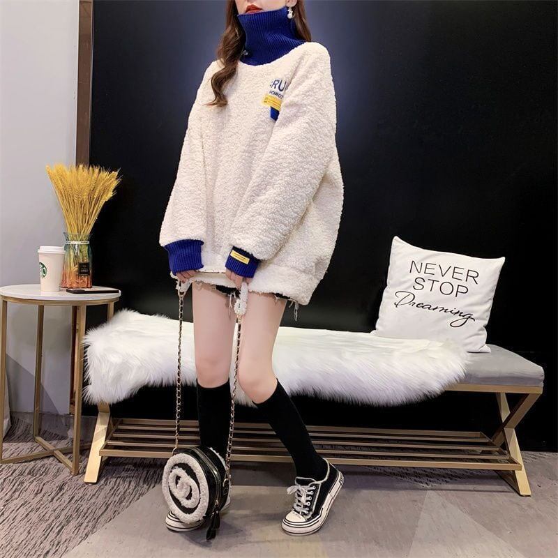 もこもこハイネックボアトレーナー全3色厚手スウェット<S-4394>