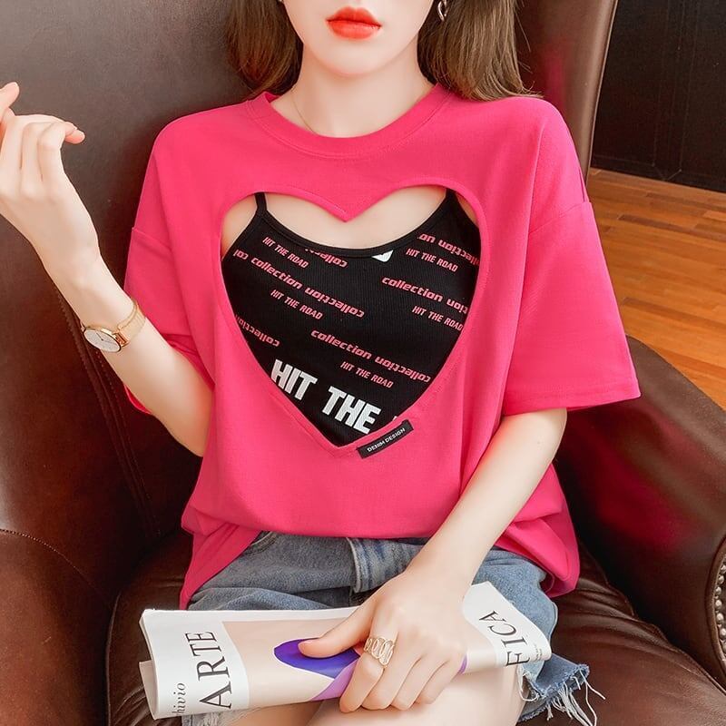 合わせやすい Tシャツ＋キャミソール チャーミング セットアップ＜S-3454＞