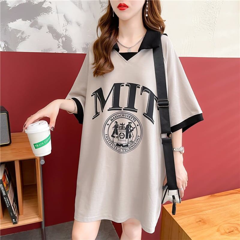 美人度アップ 切り替え ファッション プリント Tシャツ カットソー＜S-3587＞