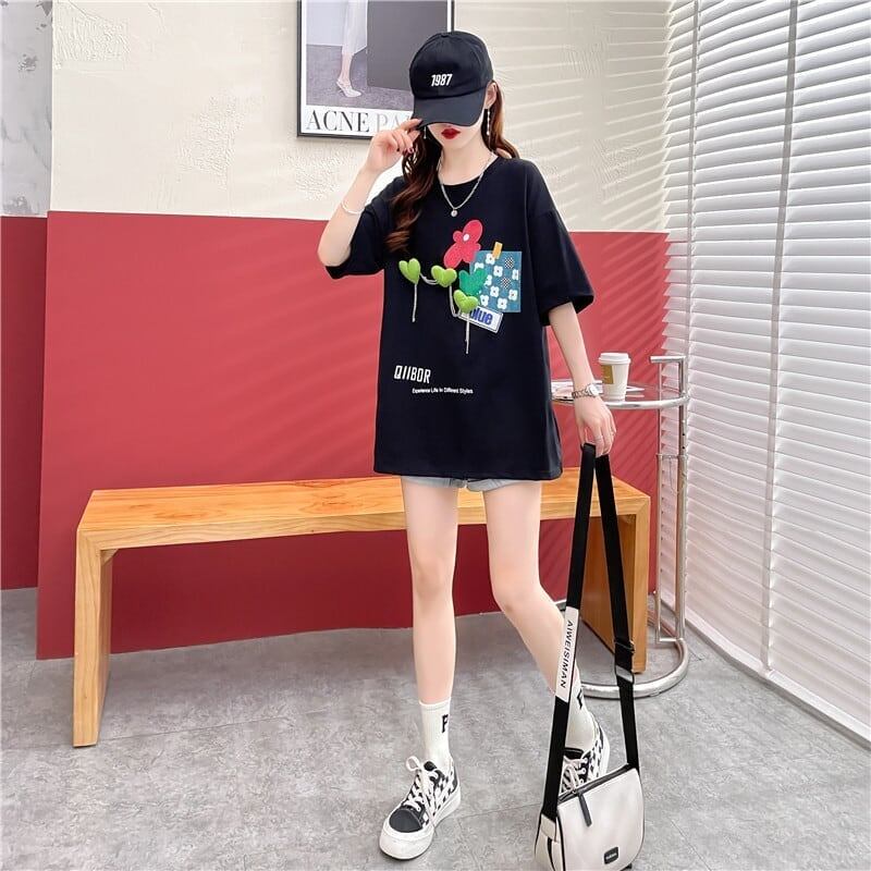 カジュアル プリント 好感度満載 ラウンドネック Tシャツ カットソー＜S-3118＞