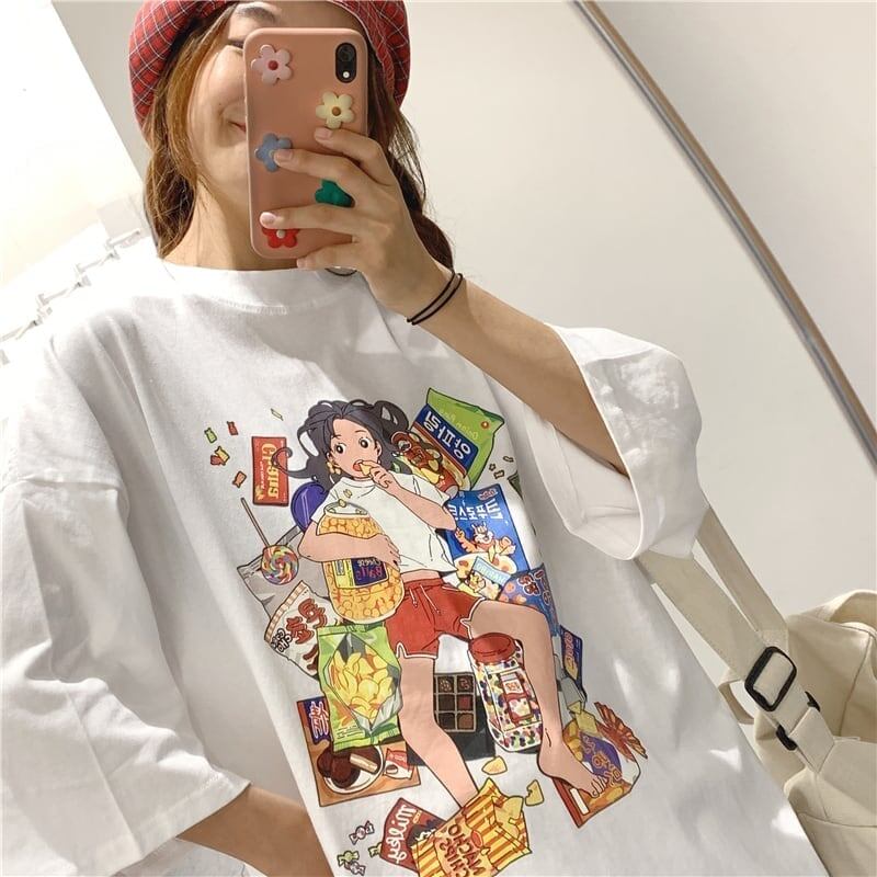 ルーズ 切り替え オシャレ度満点 プリント Tシャツ カットソー＜S-3459＞