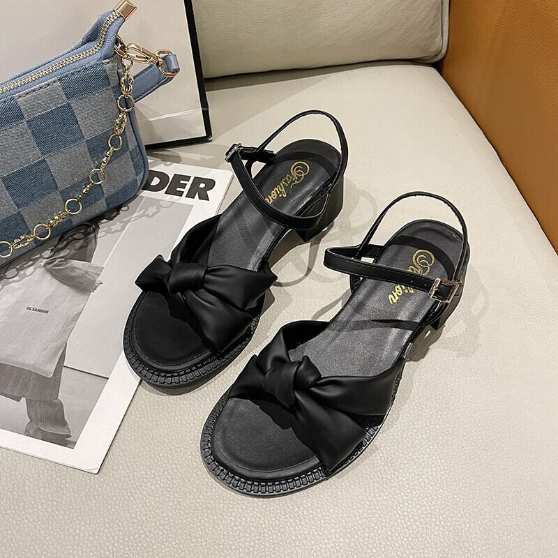 ファッション 蝶結び 美人度アップ 太ヒール シューズ＜S-3160＞