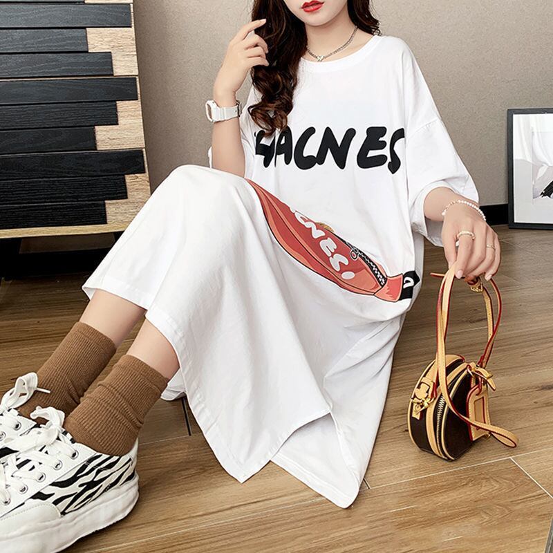 スタイリッシュ プリント カジュアル Tシャツ カットソー ワンピース＜S-8285＞