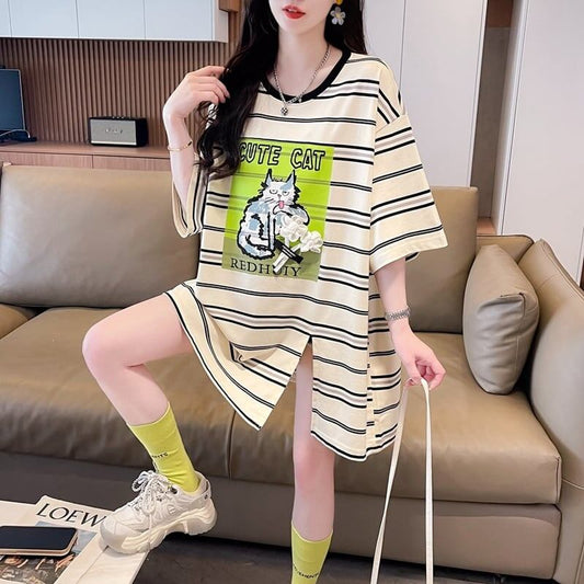 【半額！期間限定！！】大好評 シンプル ファッション 3色選択可 ストライプ柄 半袖Tシャツ カットソー＜S-8464＞