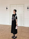 おすすめ レース ファッション 切り替え プリント Tシャツ カットソー ワンピース＜S-8535＞