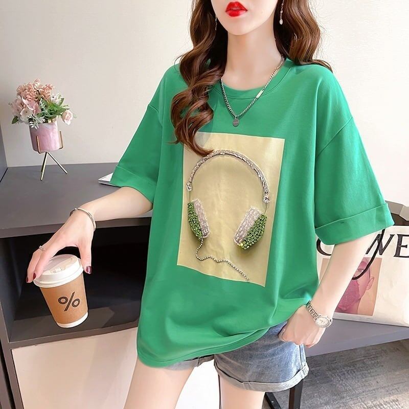 着心地良い Tシャツ ビジュー 四色 ゆったり半袖＜S-2994＞