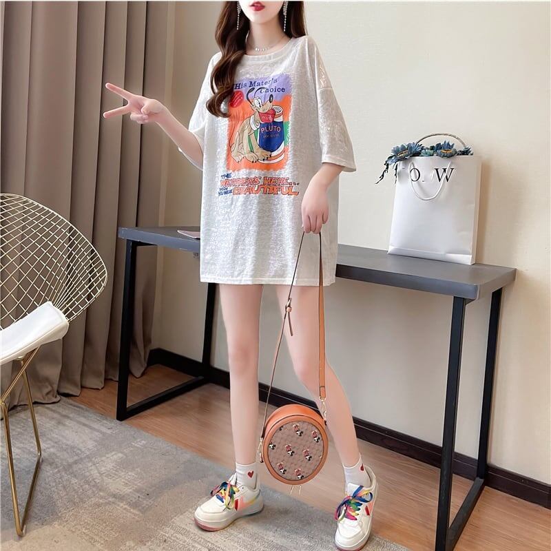 好感度満載 切り替え 美感いっぱい プリント Tシャツ カットソー＜S-3548＞