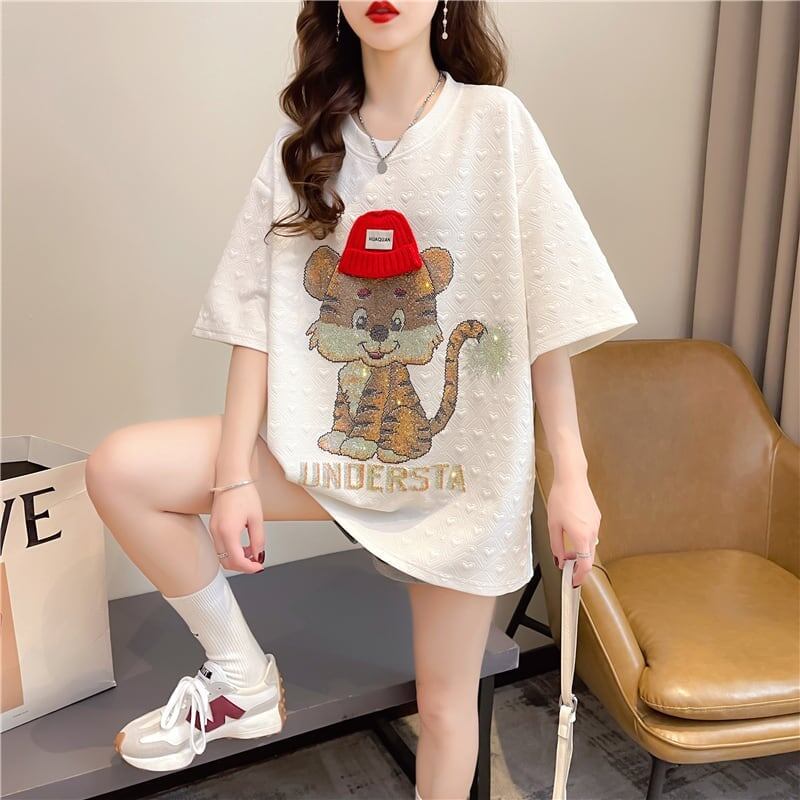 デザイン感 切り替え チャーミング プリント Tシャツ カットソー＜S-3401＞
