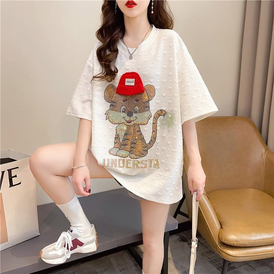 デザイン感 切り替え チャーミング プリント Tシャツ カットソー＜S-3401＞