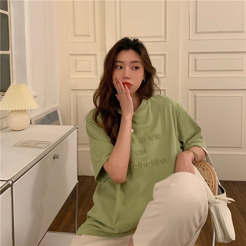 着心地抜群 アルファベット 女性力を高める Tシャツ カットソー＜S-3294＞